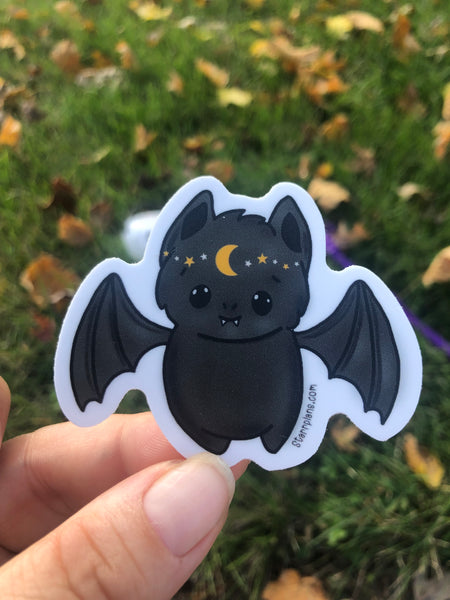 NEW- Black Batty with Celestial Crown || Kawaii Cute Spooky Pastel Goth || Vinyl Sticker || Starr Plans Exclusive