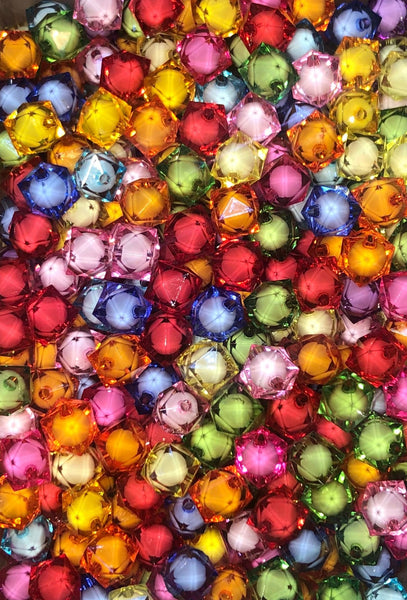 Mix Rainbow Multifaceted Cube Acrylic Chunky Bubblegum Beads || 12mm 16mm 20mm || Packs of 10 pieces