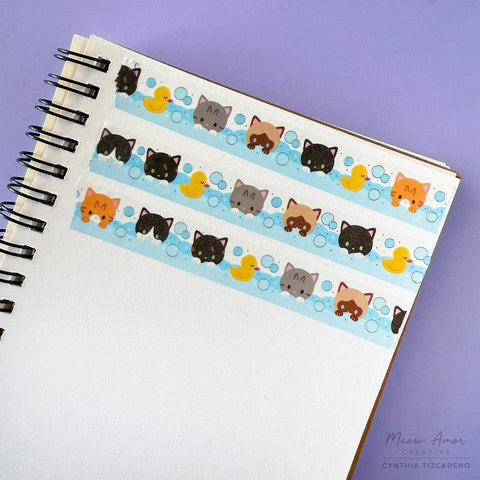 Bubble Bath Cats Holo Foil Washi Tape