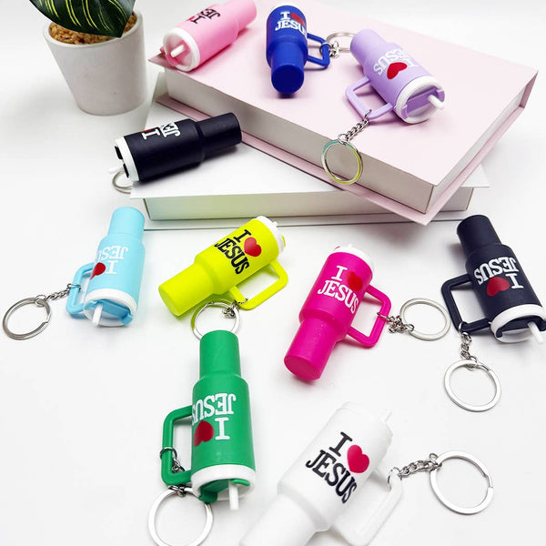 I LOVE JESUS Mini Tumbler Keychain