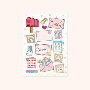 Rainbow Sticker Mail Glitter Sticker Sheet