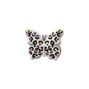 Silicone Focal Beads - Cheetah Print Butterfly - GRAY- 66B