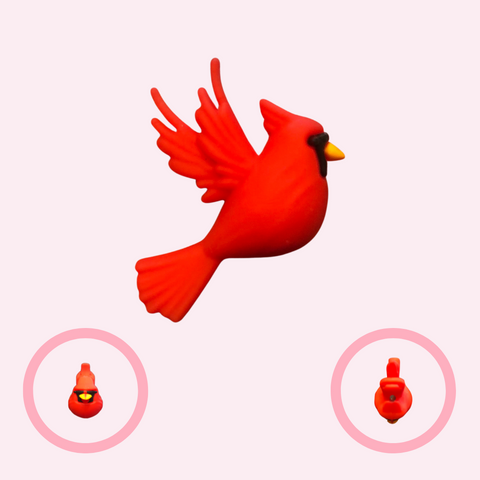 Silicone Focal Beads - 3D Cardinal Bird