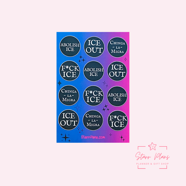 ICE Out Activism Vinyl Sticker Sheet