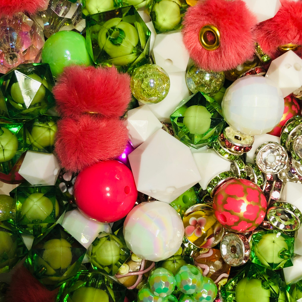 Bead Soup - Tropical Strawberry Limeade  || 3mm+ Large Hole || Bead Mixes || Acrylic
