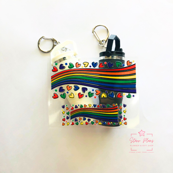 Mini Tumbler UVDTF Decal - Spooky Skull : Rainbow Stars with Clouds