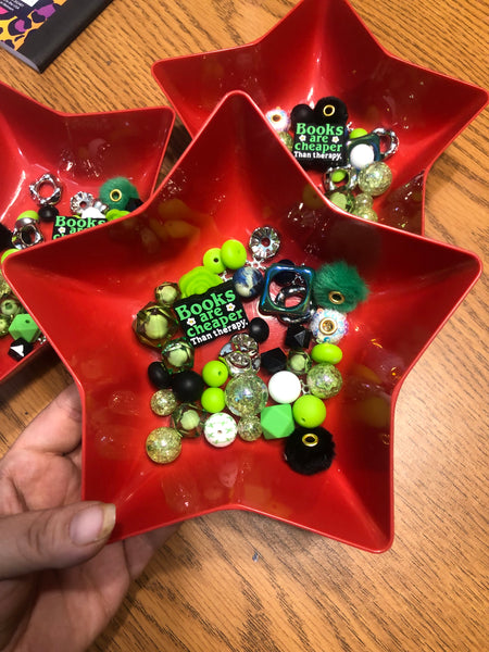 Bead Mixes - Books Are Cheaper Than Therapy || 3mm+ Large Hole || Bead Pack with Focal || Green