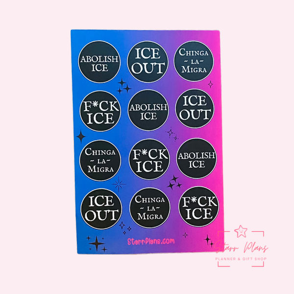 ICE Out Activism Vinyl Sticker Sheet