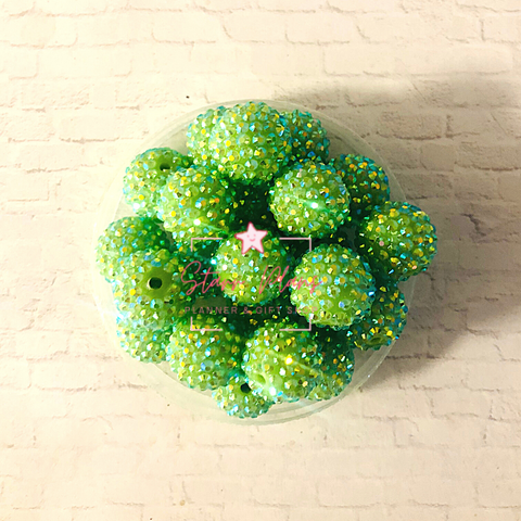 Bling Balls - NEON GREEN - Acrylic Chunky Bubblegum Beads || Beadable Pens & Projects || DIY 3mm Large Hole || Crafts & Jewelry ||