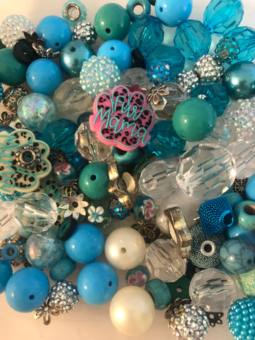 Bead Soup || Beadable Pens & Projects || Bubblegum- Tealed Off - Teals, Blue Greens and Silver || 3mm+ Large Hole ||  Bead Mixes || Crafts & Jewelry ||