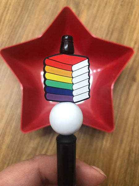 Silicone Focal Beads - Rainbow Bookstack - 20