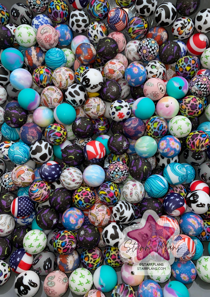 Bead Soup - 15mm Silicone Print|| 3mm+ Large Hole || Bead Mixes ||