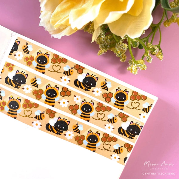 Bee Cats Gold Foil Washi Tape