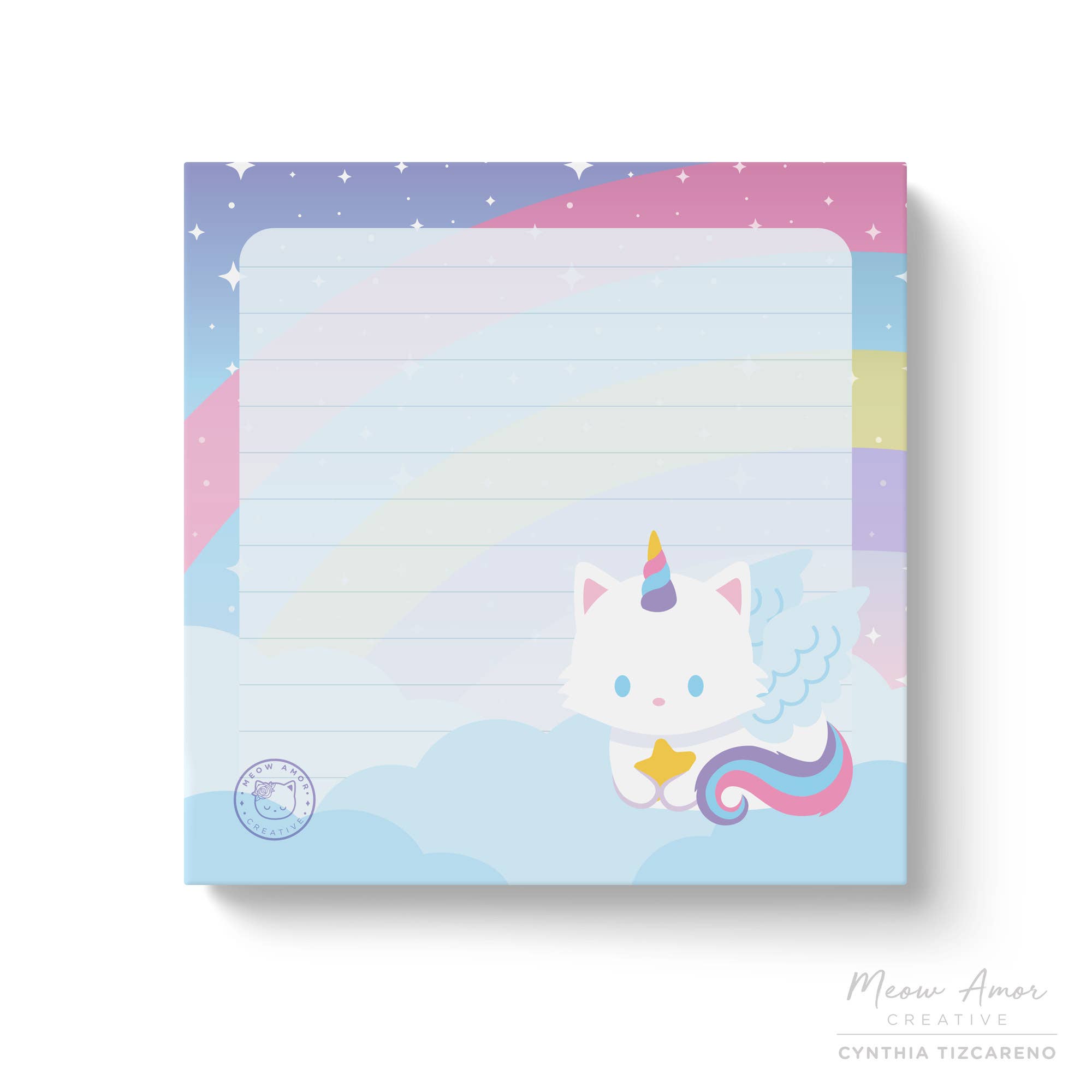 Unicorn White Cat Sticky Notes