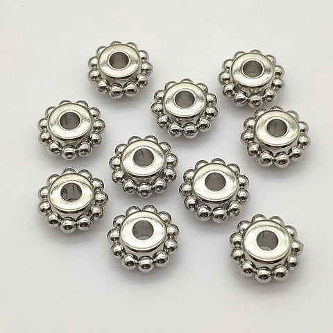 17mm by 9mm Silver Wheel Spacer Beads