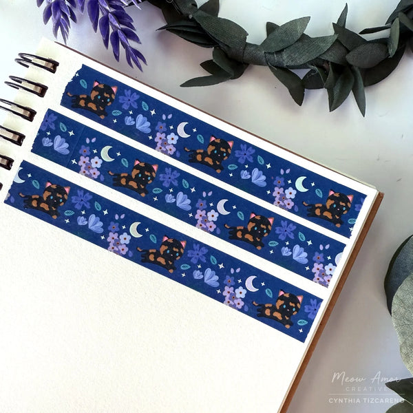 Floral Tortie Cat Holo Foil Washi Tape
