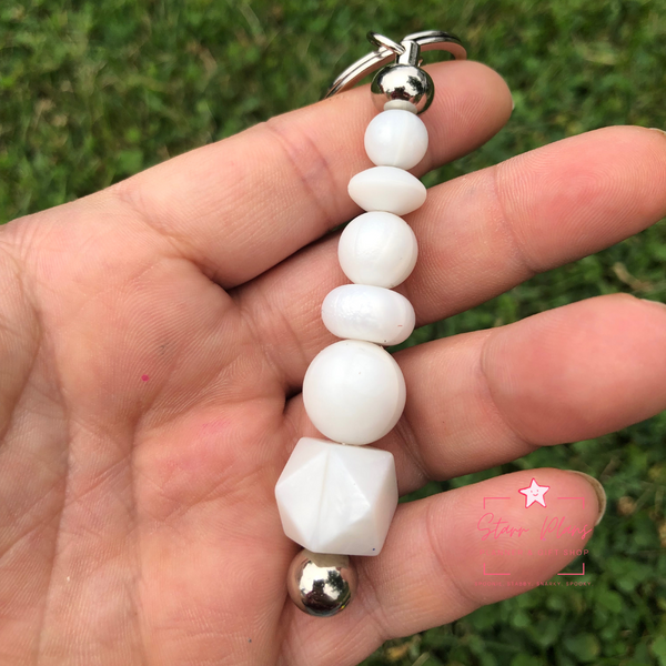 Silicone Solid Color Bead || Stardust White Pearl