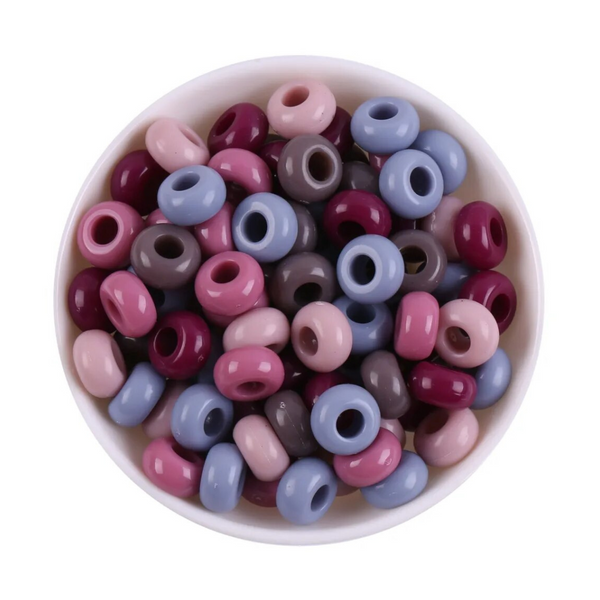 14mm by 8mm Acrylic Autumn Blues Mix Round Spacer Beads
