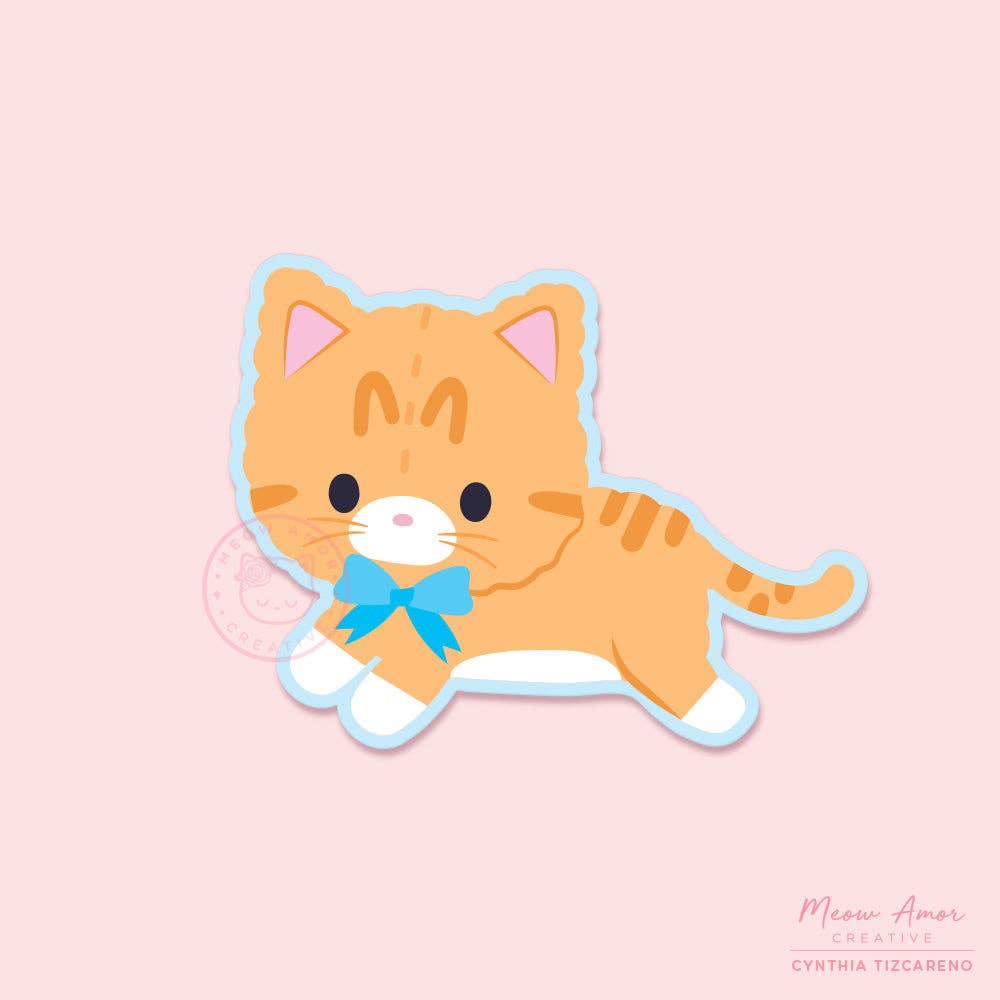 Floppy Orange Cat Plushie Vinyl Sticker