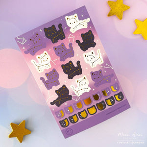 Constellation Cats Gold Foil Sticker Sheet