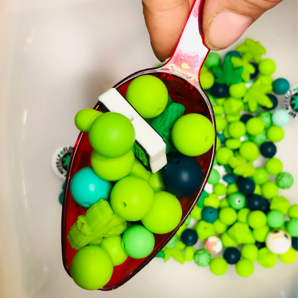 Bead Soup - Flower Power Green|| 3mm+ Large Hole || Bead Mixes || Silicone