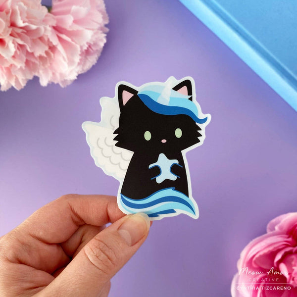 Black Cat Star Pegasus Vinyl Sticker