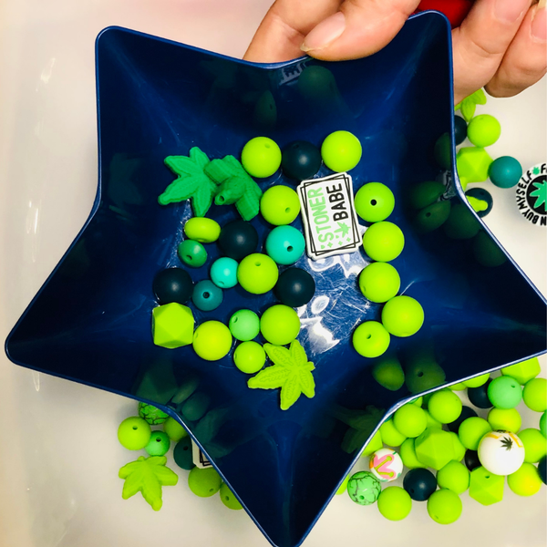 Bead Soup - Flower Power Green|| 3mm+ Large Hole || Bead Mixes || Silicone