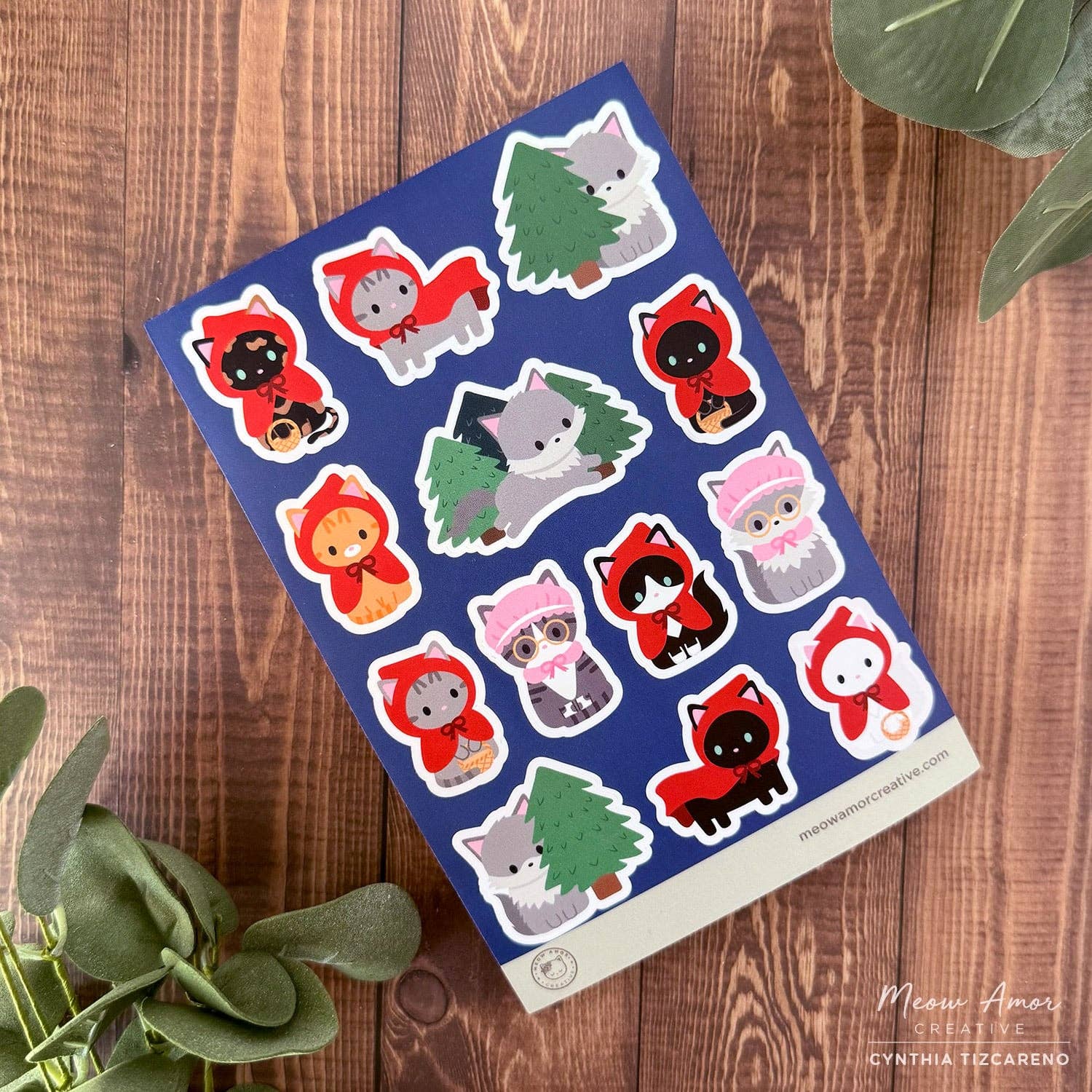 Red Riding Hood Cat Sticker Sheet