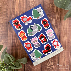 Red Riding Hood Cat Sticker Sheet