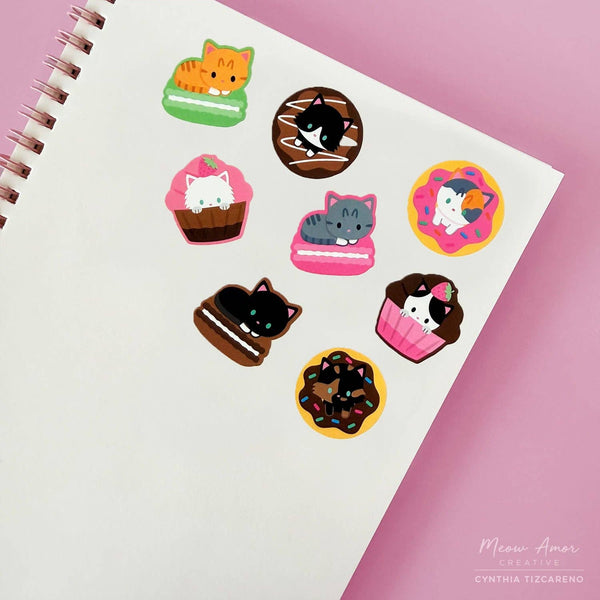 Sweets Cats Vinyl Sticker Roll Washi Tape