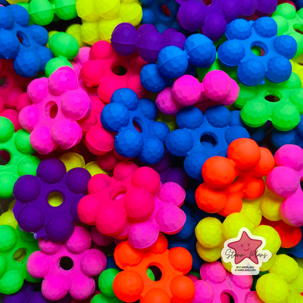 Bead Soup - Neon Rainbow Flower Wheel Spacer || 10 pcs