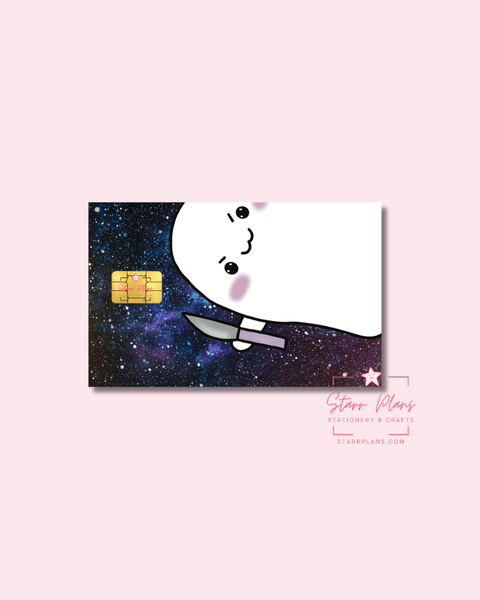 UVDTF Permanent Debit Card Decal - Stabby with Cosmic Background