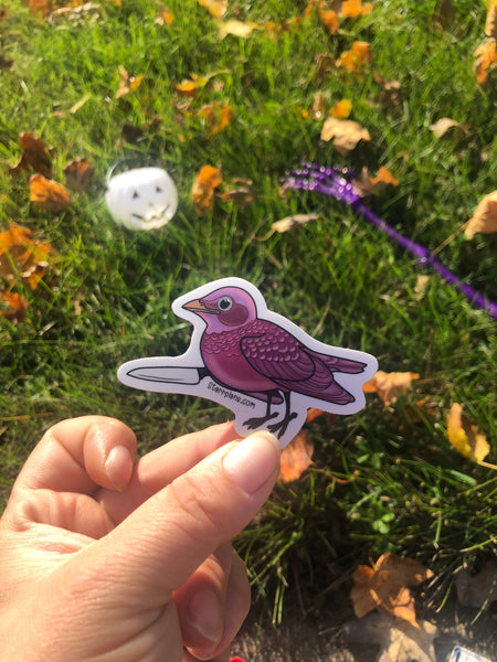 NEW - Stabby Starrling with Knife  || Cute Spooky Pastel Goth || Vinyl Sticker Decal || Starr Plans Exclusive