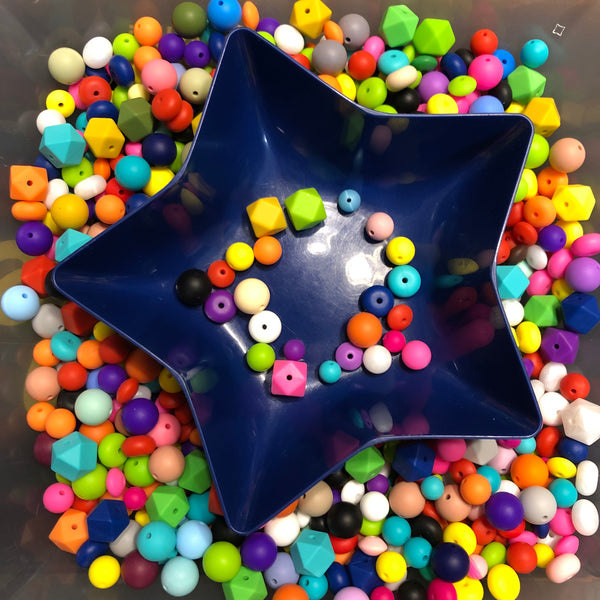 Mixed Size Silicone Bead Mix - Various Colors & Styles - Randomly Chosen