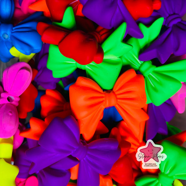 Bead Soup - Neon Rainbow Bow || 10 pieces