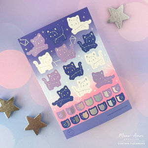 Constellation Cats Holo Foil Sticker Sheet