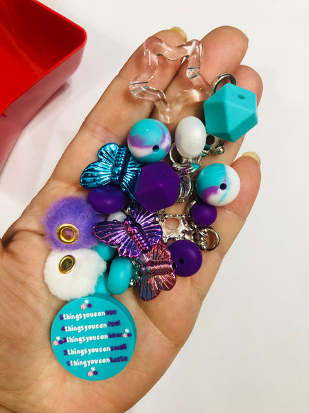 Bead Mixes - Ground Yourself|| 3mm+ Large Hole || Bead Pack with Focal ||Teal and Purple