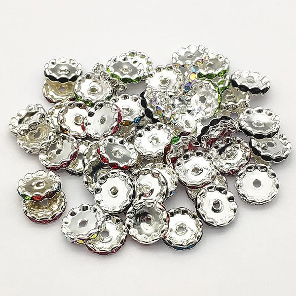 15 mm Silver Mix Rhinestone Spacer Beads