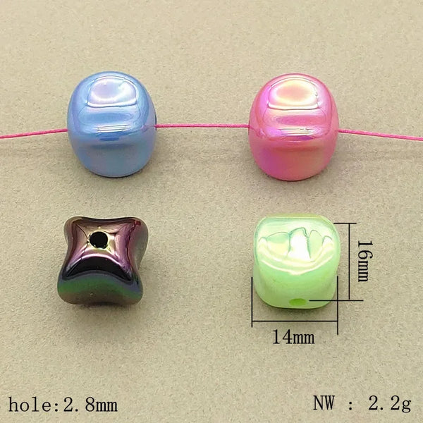 Acrylic Squished Cube Bead 16mm