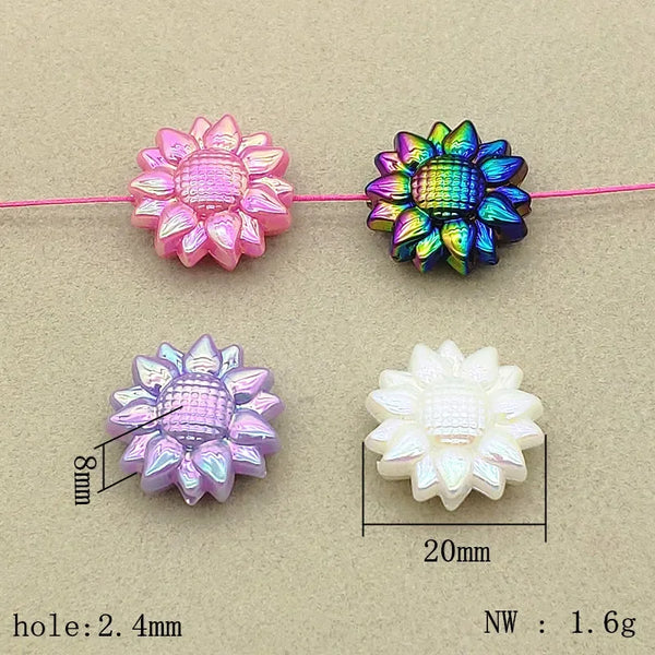 Acrylic Shiny Sunflower Bead 20mm