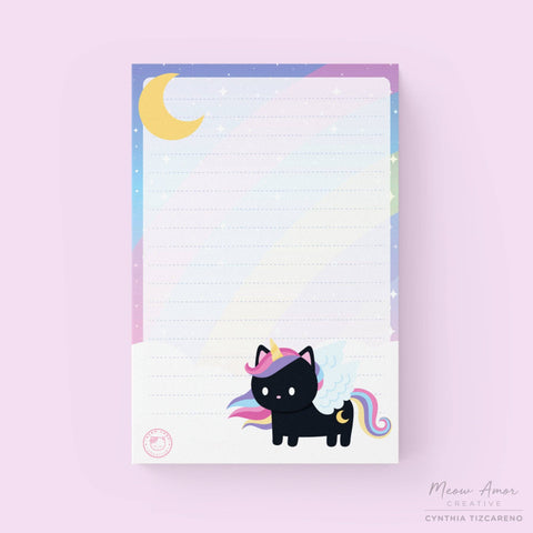 Magical Black Cat Pegasus Notepad