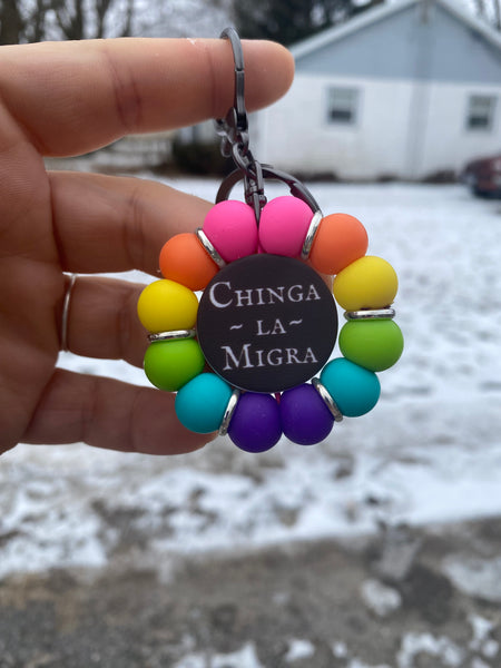 Flower Fidget Silicone Beaded Keychain - Various Styles