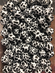 15MM Silicone Print Bead || Cow ||