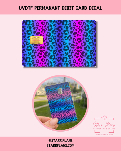 UVDTF Permanent Debit Card Decal - Blue Cheetah Print