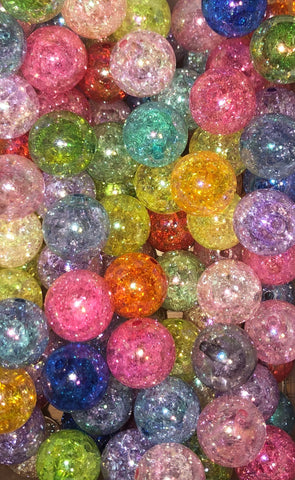 Mix Rainbow Crack Acrylic Chunky Bubblegum Beads || 12mm 16mm 20mm || Packs of 10 pieces