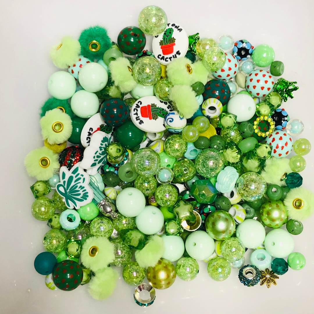 Bead Soup - Green with Envy|| 3mm+ Large Hole || Bead Mixes || Acrylic & More
