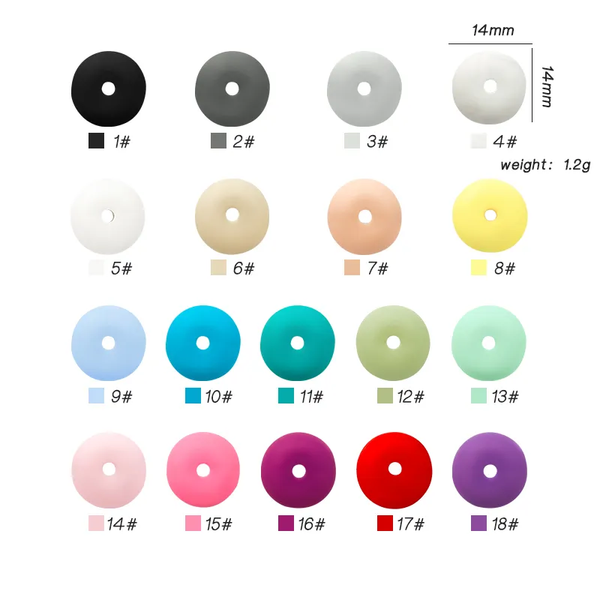 14 MM Various Colors || Silicone Abacus Beads || 10 PCS