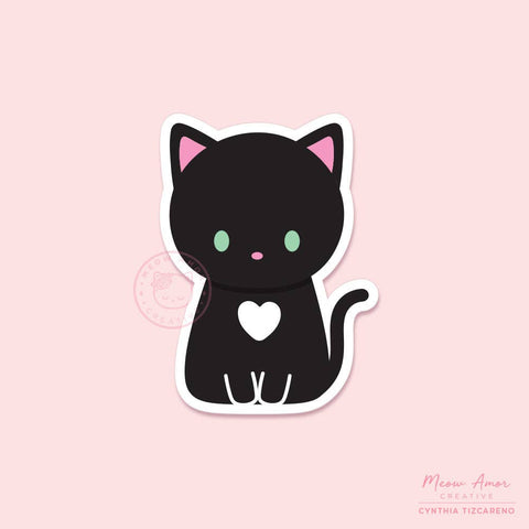 Midnight Heart Cat Vinyl Sticker