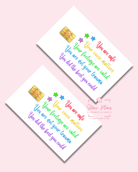 UVDTF Permanent Debit Card Decal - Inner Child Affirmations Cursive White