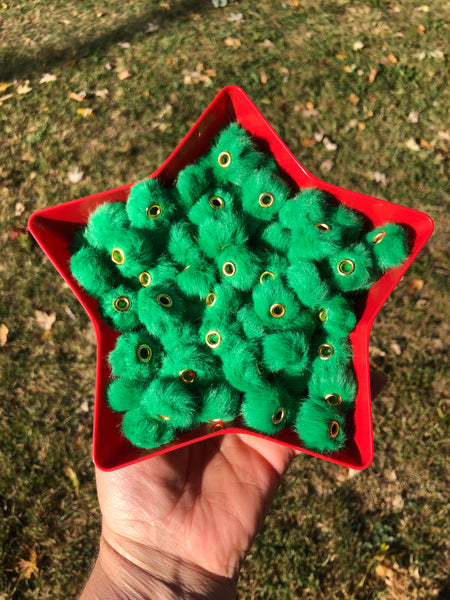 Green Furry Beads